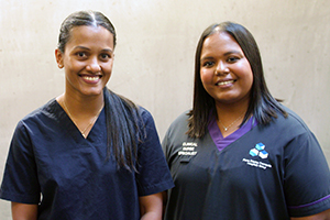 Fiona Stanley Fremantle Hospitals Group Anaesthetist Dr Leena Nagappan and Clinical Nurse Specialist Trisha Govender stand together