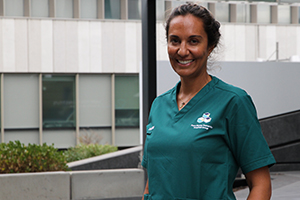 Fiona Stanley Hospital Mental Health Medical Registrar Dr Kiri Von Klier stands outside a building