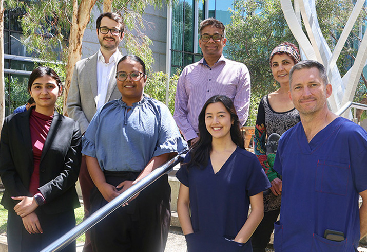 Seven South Metropolitan Health Service staff whose innovations received FHRI grant funding stand together outside