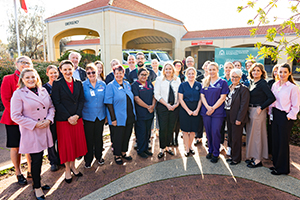 Peel Health Campus staff day standing outside the emergency department